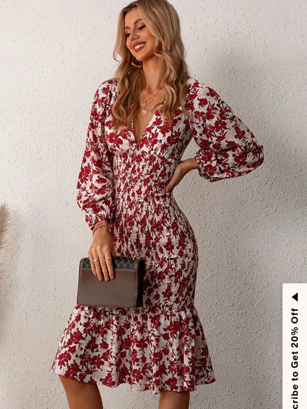 Cupshe Red Floral Smocked floral Midi Dress - Kentucky Dress